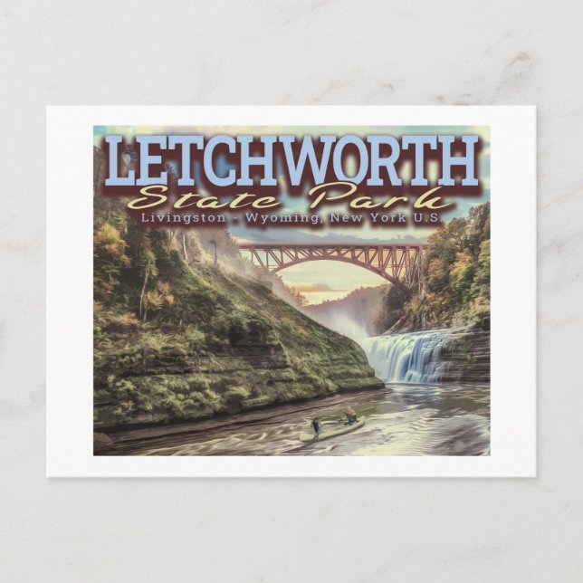 RIVER CANOEING - LETCHWORTH STATE PARK - NEW YORK VYKORT (Framsida)