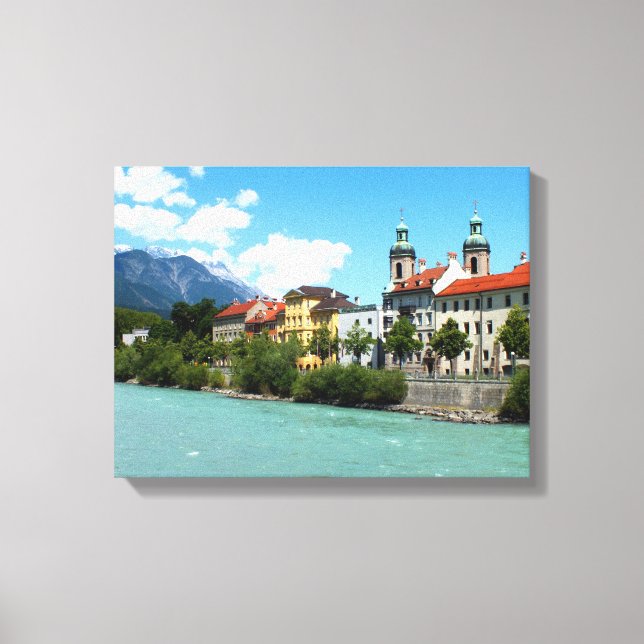 River Inn i Innsbruck Canvastryck (Framsida)