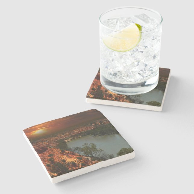 River Murray Australien Solnedgång, Stone Coaster Stenunderlägg (Sidan)