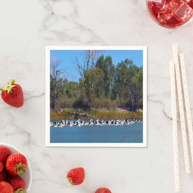 "River Murray's Fishermen: A Pelican Gathering" Pappersservett (Insitu)
