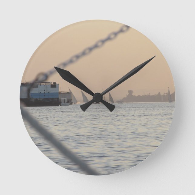 River Nile Sunset Round Clock Rund Klocka (Framsida)