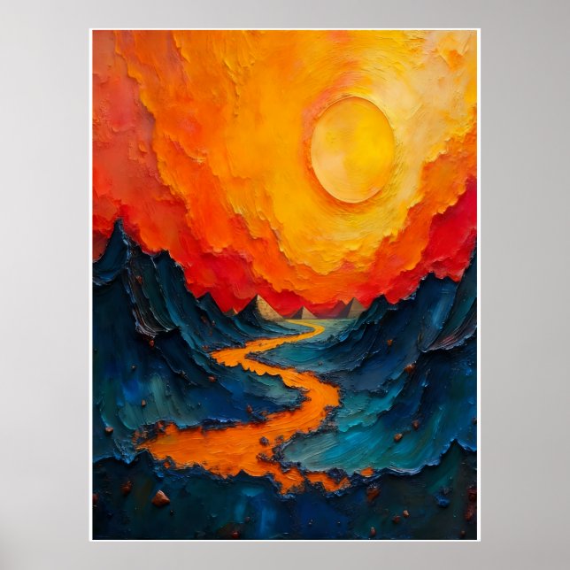 River of Fire: Impasto Oil Painting Poster (Framsidan)