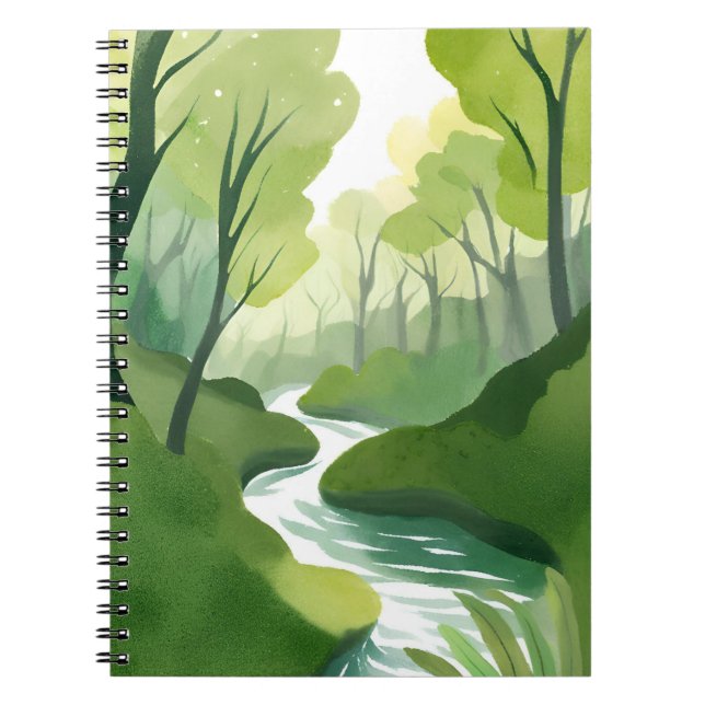 River of Green | Forest Watercolor Painting Anteckningsbok (Framsidan)