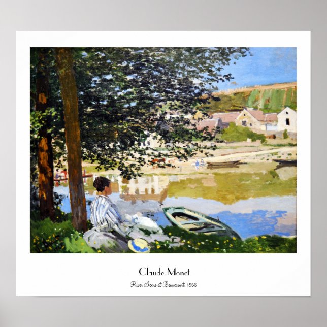 River Scene i Bennecourt, 1868 Claude Monet coola, Poster (Framsidan)