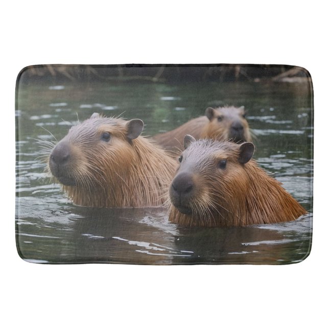 "River Serenity: Capybaras Swimming in Flow" Badrumsmatta (Framsidan)