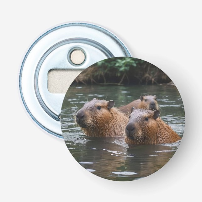 "River Serenity: Capybaras Swimming in Flow" Flasköppnare (Framsidan)