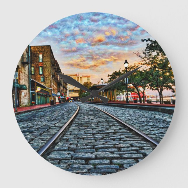 River Street, Savannah Clock Stor Klocka (Framsida)