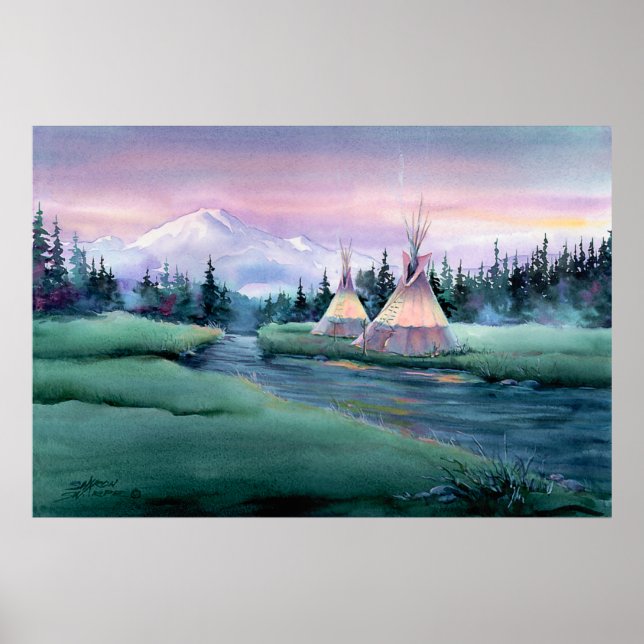 RIVER TIPI CAMP by SHARON SHARPE Poster (Framsidan)