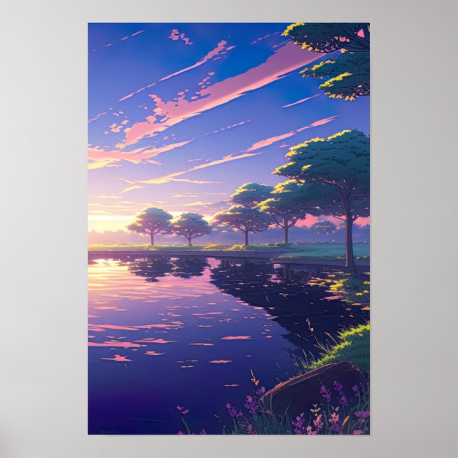 Riverbank - Digital Anime Artwork Poster (Framsidan)