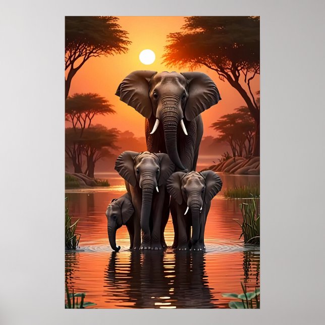 Riverbank Poster "Elephant Herd" - (Framsidan)