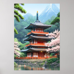 Riverbank Temple Poster