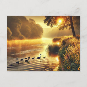 Riverbank Wildlife i Sunrise Vykort