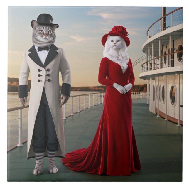 Riverboat Cats Decorative Tile Kakelplatta (Framsidan)