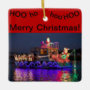 Riverboat med jultomten Ljus Julgransprydnad Keramik