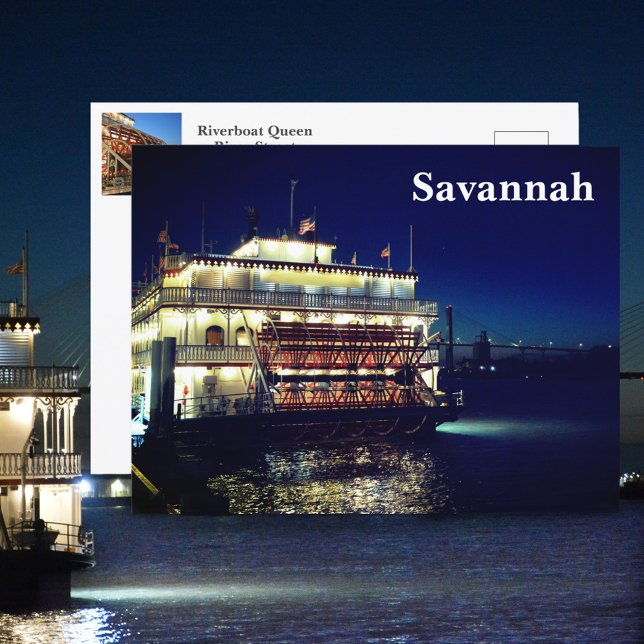 Riverboat Paddleboat Savannah GA Fotografisk Vykort (Skapare uppladdad)