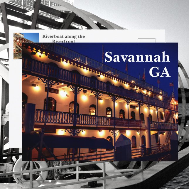 Riverboat Riverfront Savannah Georgia Photographic Vykort (Skapare uppladdad)
