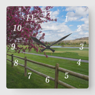 Rivercut in Vår Wall Clock Fyrkantig Klocka