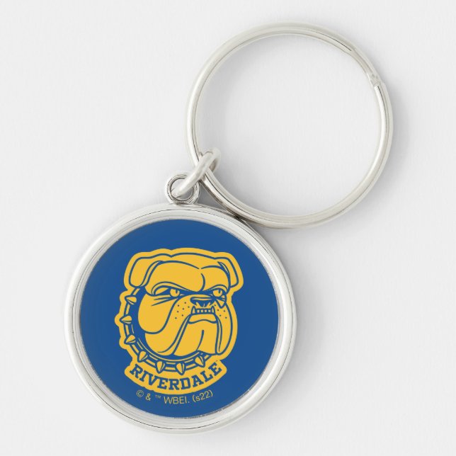 Riverdale Bulldog Head Rund Silverfärgad Nyckelring (Framsidan)