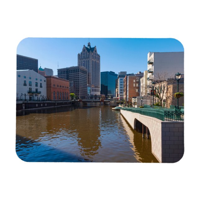Riverfront från kilbourn street i milwaukee magnet (Horisontell)