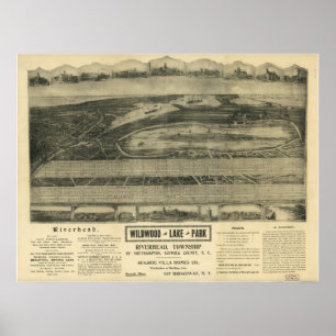 Riverhead New York 1903 Antique Panoramic Karta Poster