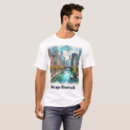 Riverpromenad i Chicago Watercolor Travel T-Shirt