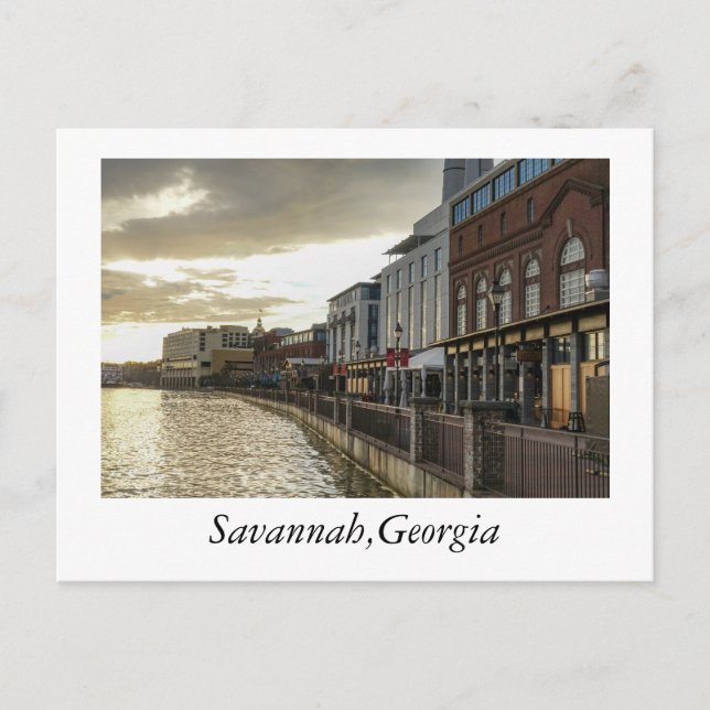 Riverpromenat i Savannah Georgia Vykort (Framsida)