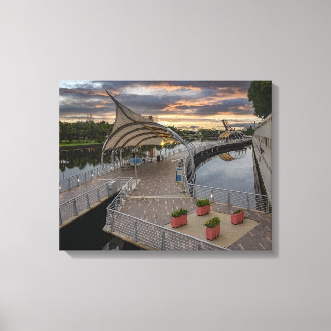 Riverpromenat i Tampa Florida Canvastryck (Framsida)