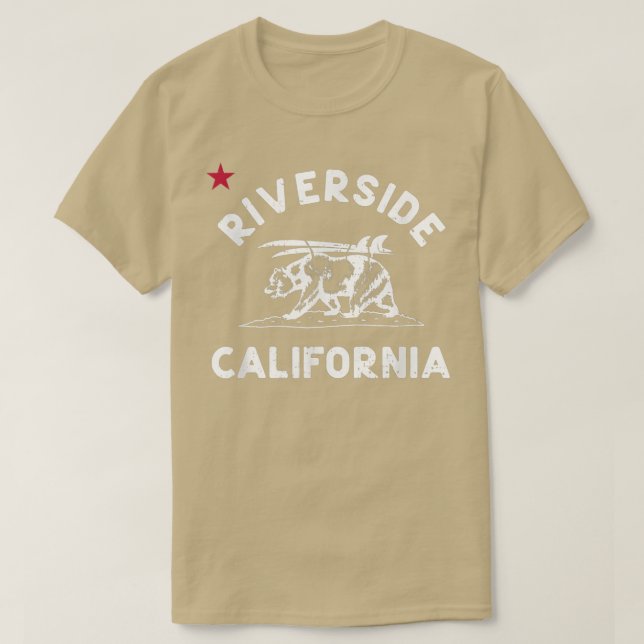 Riverside Beach California Flagga Bear Surfa CA Vi T Shirt (Design framsida)