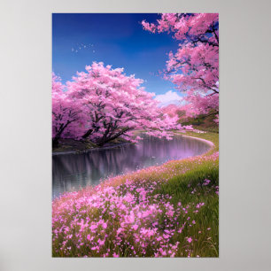 Riverside Bliss i Sakura Park Poster