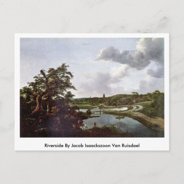 Riverside By Jacob Isaackszoon Van Ruisdael Vykort (Framsida)