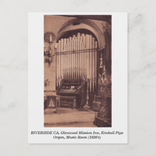 Riverside CA 1920 Glenwood Uppdrag Inn Pipe Organ Vykort