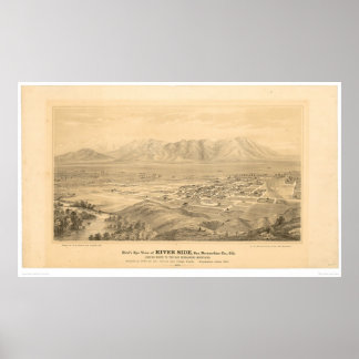 Riverside, CA. Panoramisk Karta 1877 (1404C) Poster