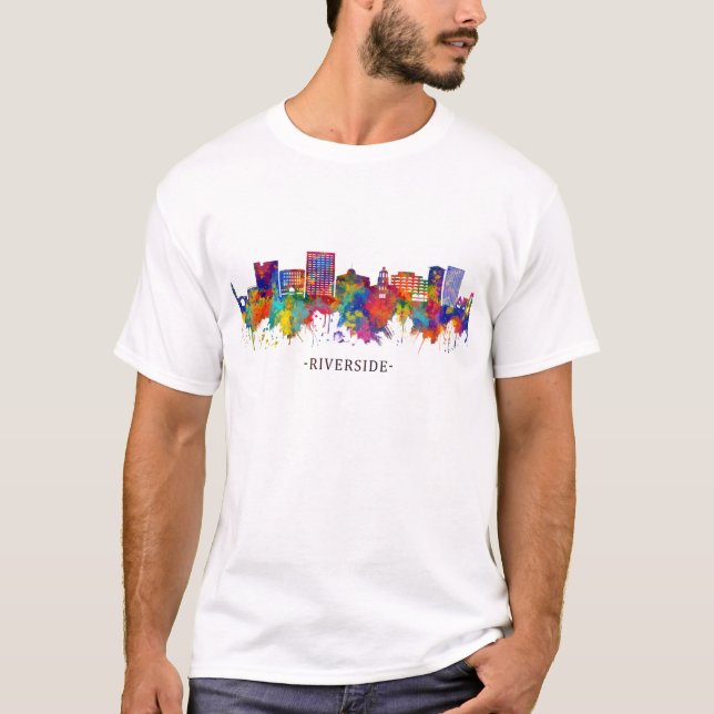 Riverside California Skyline T Shirt (Framsida)