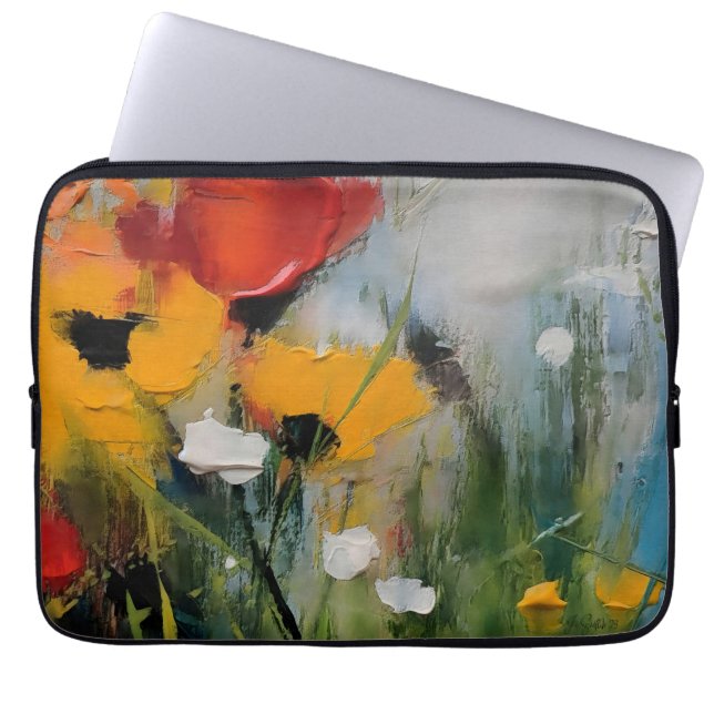 Riverside – Expressiv Abstrakt Äng Laptop Fodral (Framsidan)
