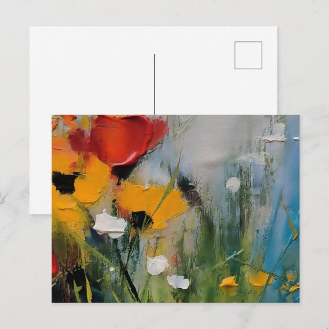 Riverside – Expressiv Abstrakt Äng Vykort (Fram/baksida)