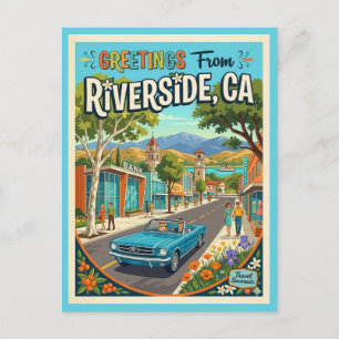 Riverside Kalifornien Hälsningar Retro Stil Vykort