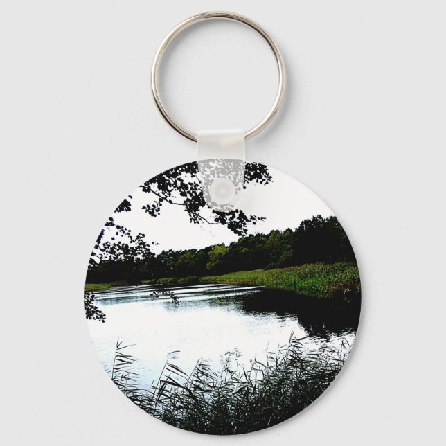 Riverside med skog och receds-foto nyckelring (Framsida)