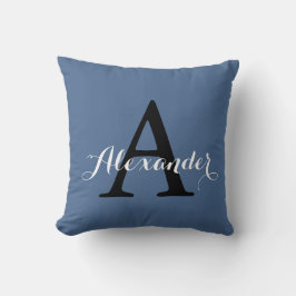 Riverside Rik Blue Solid Färg Monogram Pojke Kudde