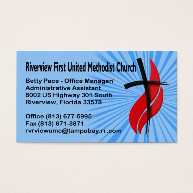 Riverview First UMC Office Manager Visitkort (Framsidan)