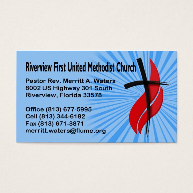 Riverview First UMC Pastor Rev. Visitkort (Framsidan)