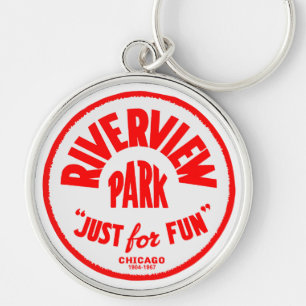 Riverview nöjesfält, Chicago, Illinois Rund Silverfärgad Nyckelring