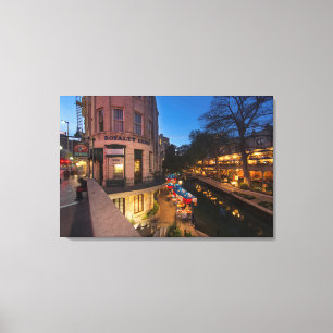 Riverwalken vid Dusk i San Antonio 2 Canvastryck