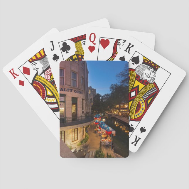 Riverwalken vid Dusk i San Antonio 2 Casinokort (Baksidan)