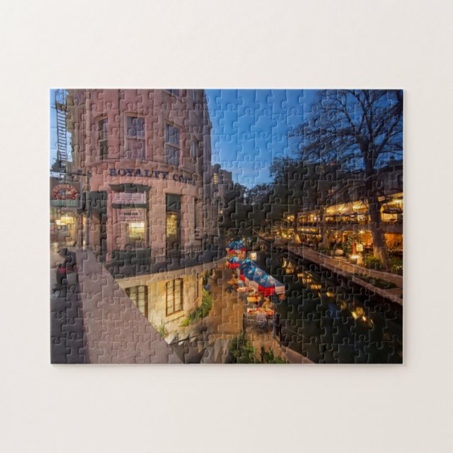 Riverwalken vid Dusk i San Antonio 2 Pussel (Horisontell)