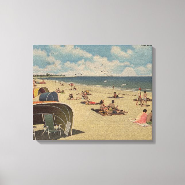 Riviera Beach, Florida - Sunbathers on Beach Canvastryck (Framsida)