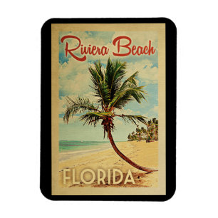 Riviera Beach Handflatan Träd Vintage resor Magnet