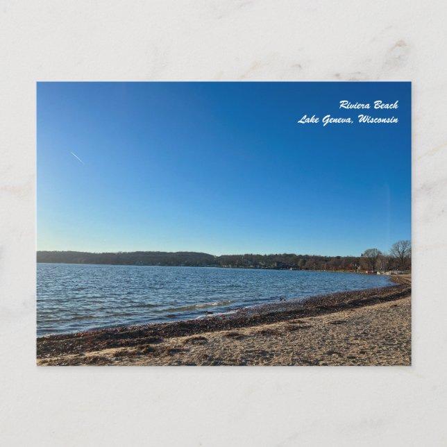 Riviera Beach i Sjö Genève Wisconsin Postcard Vykort (Framsida)