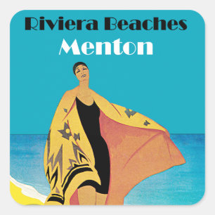 Riviera Beacher ~ Menton Fyrkantigt Klistermärke