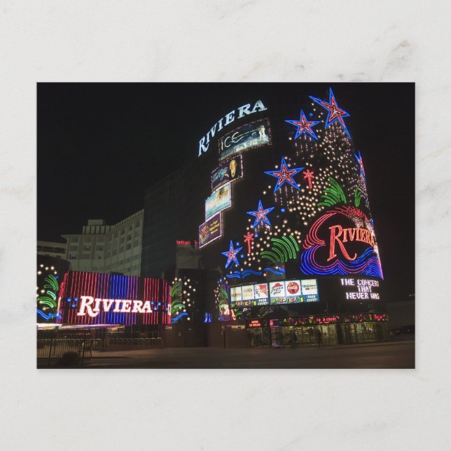 Riviera Las Vegas på vykort för Night Bild (Framsida)