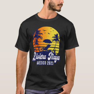 Riviera Maya 2023 Mexico Sunset Beach Retro T Shirt